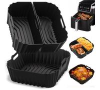 Molde Silicona Freidora de Aire para Cecotec 6L / 6,5L, 3 Piezas Accesorios | Airfryer Reutilizable Cesta Silicona Recipientes Cuadrado Utensilios Antiadherente, Escurre el Aceite, Apto para Lavavajillas