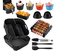 Molde Silicona Freidora de Aire para Cecotec 6L, Accesorios Air Fryer Set para Cosori Turboblaze 5.5L/6L/6.2L/6.4L, Reutilizable Airfryer Molde con parrilla, molde para tartas/pan