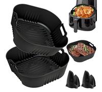 Molde Silicona Freidora de Aire para Cosori 4.7L, 4 Piezas para Philips Essential Airfryer 3000 XL 6.2L, Accesorios Freidora de Aire sin Aceite para Philips 5000 XXL 7.2L Cuadrado Cesta Reutilizable