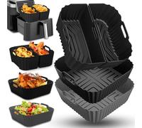 Molde Silicona Freidora de Aire Para Cosori 4,7L/5,5L/6L/6,4L, Cecotec 5L/5,5L/6L, Aigostar 6,5L/7L, Reutilizable Cuadrado Airfryer Accessoire para Freidora sin Aceite, Microondas, Horno