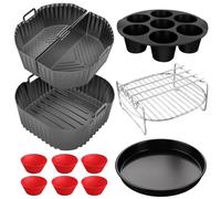 Molde Silicona Freidora de Aire para COSORI 5,5L/6L/6,2L/6,4L, Philips XL 6,2L/8,3L, Russell Hobbs XXL 8L/8,3L, Reutilizables Silicona Air Fryer para Air Fryer, Microondas, Horno Moldes de Silicona