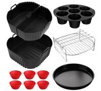 Molde Silicona Freidora de Aire para COSORI 5,5L/6L/6,2L/6,4L, Philips XL 6,2L/8,3L, Russell Hobbs XXL 8L/8,3L, Reutilizables Moldes de Silicona para Air Fryer, Microondas, Horno