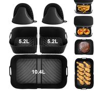 Molde Silicona Freidora de Aire para Cosori Dual Blaze Twinfry 10 L, Accesorios Air Fryer para Ninja Foodi Flexdrawer 10.4L AF500EU, Reutilizable Cuadrado Airfryer Molde