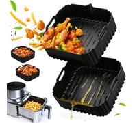 Molde Silicona Freidora de Aire para COSORI Turbo Blaze 6L y Iconic 6,2L | 2 Piezas, Reutilizable Molde Cuadrado, Accesorios Air Fryer, para COSORI Iconic Single 6,2L SE601S & Cecotec 6L, Sin BPA