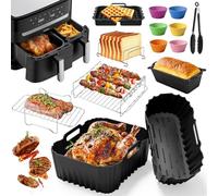 Molde Silicona Freidora de Aire para Moulinex Dual Easy Fry 8,3 L(5,2 + 3,1 L), Reutilizable Accesorios Freidora de aire para Air Fryer, Microondas, Horno Moldes de Silicona