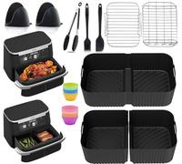Molde Silicona Freidora de Aire para Ninja Foodi FlexDrawer AF500EU 10,4L /COSORI Dual Blaze TwinFry 10L, Reutilizable Accesorios Freidora de aire incluye Taza Para Muffins, Rejilla