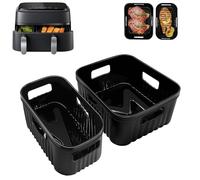 Molde Silicona Freidora de Aire para Philips Dual Basket Airfryer 3000/5000 Serie 6L/3L, Moulinex Dual Easy Fry 5,2/3,1 L EZ9018, 2 piezas Accesorios Freidora de Aire für Philips 9L, Moulinex 8,3 L
