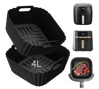 Molde Silicona Freidora de Aire para Russell Hobbs 4L/4,3 L, 2 Piezas Reutilizable Recipientes Cuadrado Airfryer Accessoire Cesta Utensilios antiadherente, Apto para Lavavajillas(27160-56/27610-56)