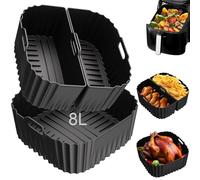 Molde Silicona Freidora de Aire para Russell Hobbs XXL 8L (27170-56) / 8,3L(27632-56), Reutilizable Recipientes Cuadrado Airfryer Accessoire Cesta Utensilios Antiadherente, Sin BPA (3 Piezas)
