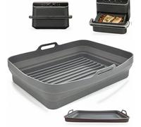 Molde Silicona Freidora de Aire Plegable 37x22x7 cm Rectangular sin BPA | Bandeja Air Fryer compatible con Ninja FlexDrawer 10,4L y compatible con Cosori TwinFry 10 litros; ondas de fácil limpieza.