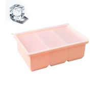 Molde Silicona Hielo 3 Compartimentos Con Tapa,Cubiteras Para Hielo (Rosa)