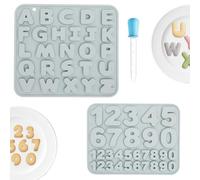 Molde Silicona Letras y Números 0-9 con Pipeta Plantilla Letras A-Z para Moldes Resina Epoxi Letras, Chocolate, Manualidades, Molde Letras Silicona para Niños y Repostería Creativa