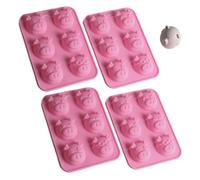 Molde Silicona Para Cerdos 4 Paquetes 6 Pocillos, Cara Cerdo Molde Silicona Calidad Alimentaria Emoticones, Lechones, Moldes Para Tartas Para Gelatina, Fondant, Caramelos Duros, Chocolate