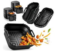 Molde Silicona para Freidora de Aire para Philips 2000 Serie 6,2L NA230/00 | 3 Piezas Plegable Inserto Silicona, Accesorios Air Fryer, Reutilizable Molde Cuadrado, Antiadherente, Sin BPA, Ahorra Espacio