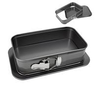 Molde Tarta Cuadrado Desmontable Antiadherente 28x18x6.5cm Molde Tarta Desmontable Molde Bizcocho Horno Molde Tartade Queso/Chocolate con Cierre de Resorte/Protección Contra Fugas y Antiadherente