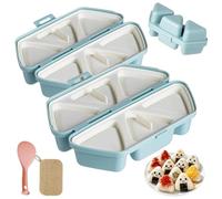 Molde triangular de sushi 6 en 1 6 en 1, una vez que hace rápidamente 6 piezas de sushi, molde multifuncional para bolas de arroz, fácil de almacenar, transportar y limpiar (azul, 2)