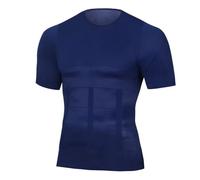 Moldeadores de Cuerpo for Hombres, Camisetas Manga Corta Ajustadas con Abdomen elástico, sin Mangas, Ropa Interior Moldeadora, Adelgazante, Moldeador Senos para La Práctica Deportiva(Blue,M)