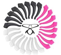 MOLDERP 15 pares de soportes deportivos para correa de gafas para niños y adultos, retenedor de gafas, soporte antideslizante de silicona para gafas, punta de patillas (transparente, negro, huevas)