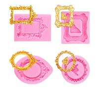 Moldes antiadherentes de silicona para marco de fotos, pasteles, chocolate, dulces, 4 piezas, desmontable, fácil limpieza, herramienta de cocina, herramienta de silicona para hornear azúcar
