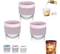 Moldes Chiclify Para Cubitos De Hielo, De 2,5 Pulgadas, De FusióN Lenta, Redondos, Con Tapas, FáCiles De Desmoldar Y Limpiar.,Pink