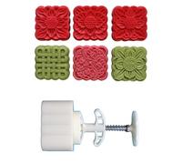 Moldes cuadrados con patrón de flores para postres, festival de mediados de otoño, para hacer postres, sello de galletas, herramienta para hornear postres