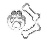 Moldes de acero inoxidable con forma de pata de perro y hueso, 3 piezas, herramientas de repostería de acero inoxidable, moldes para repostería y manualidades