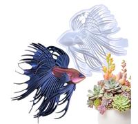 Moldes de animales, peces, molde de silicona - resina Betta Fish Semi-3D - Moldes de fabricación de adornos de pared, hechos a mano, resina epoxi de resina, decoración de escritorio