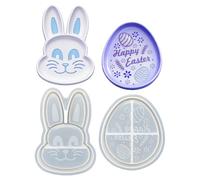 Moldes de bandeja de resina - 2 piezas de adornos de Pascua epoxi para manualidades | Molde de bandeja de baratijas en forma de huevo de conejo - Herramienta de fundición de bricolaje | Vacaciones