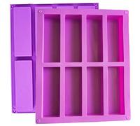 Moldes de barra de silicona, 2 piezas de rectángulo de 8 cavidad molde de chocolate, molde para hornear de silicona antiadherente, barra de caramelo de bricolaje para pastel de budín de pan de m