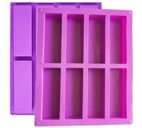Moldes de barra de silicona, 2 uds., rectángulo de 8 cavidades, molde para hornear antiadherente para chocolate, muffins, tarta de queso y jabón