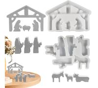 Moldes de belén de silicona, molde de belén | Moldes de fabricación de velas en forma de casa - Molde de silicona, artesanías para decoración de mesa, yeso estrecho para hacer velas