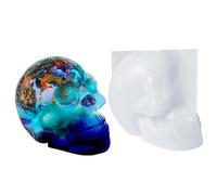 Moldes de calavera de resina 3D de silicona | Moldes para velas con forma de calavera para hacer velas - de silicona reutilizables para decoración de Halloween para dulces, pasteles, chocolate