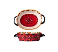 Moldes de cerámica para lasaña, creativos, color bajo esmalte, resistente a altas temperaturas, bandeja para hornear, plato de cena, doble oreja, sopa, frutas, uso doméstico para hornear pasteles