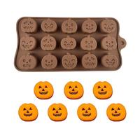 Moldes de chocolate de Halloween, molde de silicona para Halloween, molde de caramelo con 15 huecos, moldes de chocolate con espíritu de calabaza para dulces, cubitos de hielo, pasteles