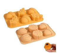Moldes de chocolate silicona, moldes de silicona de calabaza 2pcs 6 cavidad 3d otoño cosecha chocolate para budín muffin pastel de fondant