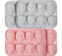 Moldes de cráneo silicona con 8 cavidades Molde de calavera realista Flexible Fácil Liberación de moldes de Halloween para pasteles espeluznantes, chocolate, jabón, gelatina, decoraciones de Hallowee