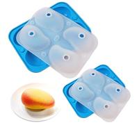Moldes de fruta de 2 piezas, fácil de limpiar y eliminar el molde de mango 3D de silicona con embudos y 4-cavidad, resistente al calor flexible para pastel, gelatina, chocolate, jabón, moldes de ar