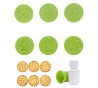 Moldes de galletas con diseño de animales en relieve 3D, sello de silicona para galletas, galletas y pasteles (verde)