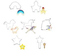 Moldes de galletas con forma de unicornio, estrella de 7 unidades, juego de galletas de acero inoxidable, cortadores de galletas, diseño de cabeza de caballo, arco iris, bonito pony, cortador de
