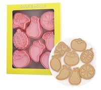 Moldes de galletas de frutas - Moldes con forma de frutas de dibujos animados, juego de cortadores de galletas de frutas en 3D, mangostán, durian, limón, pera, arándanos, moldes para hornear para