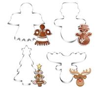 Moldes de galletas de Navidad, 4 unidades, muñeco de nieve, cortador de galletas de acero inoxidable, cortadores de galletas para árbol de Navidad, cabeza de alce grande, cortador de galletas de