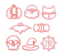 Moldes de Galletas Halloween, 8 PCS Cortapastas para Galletas de Plástico 3D, Fantasma Murciélago Calabaza Cookie Cutter para Decoración Fiesta