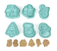 Moldes de Galletas Navidad, 6 PCS Navideñas Cortapastas para Galletas, 3D Cortapastas para Galletas, Árbol de Navidad Muñeco de Nieve Cookie Cutter para Navidad Decoración Fiesta