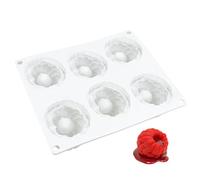 Moldes de gelatina de silicona de 6 cavidades, moldes de pastel de mousse antiadherentes con patrón de frambuesa para chocolate con cubitos de hielo de gelatina Cwithy, silicona de