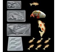 Moldes de gelatina en forma de pez 3D de plástico PP para chocolate, caramelos, fondant, mousse para decoración de pasteles, decoración de pasteles, bricolaje, manualidades, azúcar (3 piezas,