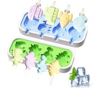 Moldes de helados con palos, 2 moldes de silicona, dinosaurios y automóviles, moldes de paletas sin BPA, moldes para helados, moldes reutilizables para helados, moldes reutilizables para niños y