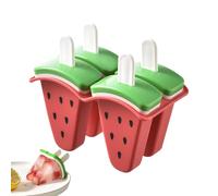 Moldes de Hielo - Molde de 4 plazas sandía para esquimales | Congelación de Silicona Alimentaria con Palitos Desmoldar Fácil para Postres Casa, Frutas, Yogur, Puddings y