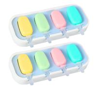 Moldes de hielo, moldes de hielo de silicona, Fabricante de palomitas de silicona de 4 agujeros, 2x moldes de fabricantes de helados de alimenticio fáciles para jugo, pudín Uso en el hogar