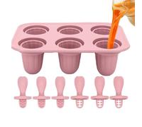 Moldes de Hielo para Niños - 6 Cavidades Moldes Infantiles Para Hacer Polos,Moldes de Silicona Reutilizables con Palitos para Helados para Jalea Pudín Fruta Piruletas y Postres