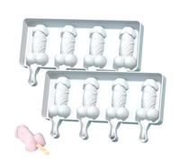 Moldes de las paletas de 2 piezas, 4 cavidades novedoso pene de pene silicona moldes de paletas de silicona, molde para pastel de creativo para fiesta para adultos